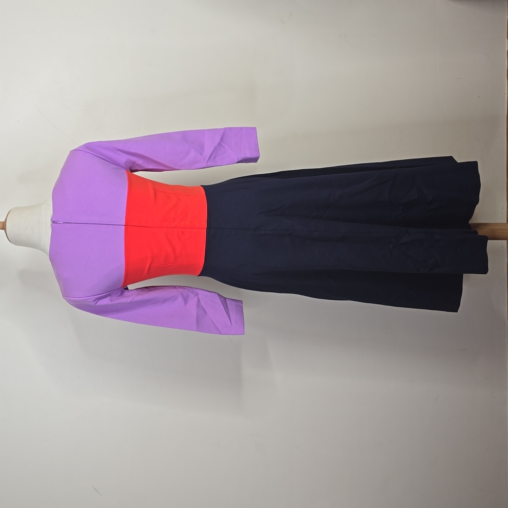 Boden Purple Navy Blue Colorblock Fit & Flare Ivy Ponte Midi Dress 2 - Picture 4 of 6